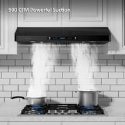 Toytexx 900 CFM Under-Cabinet Range Hood, 36-inch Kitchen Exhaust Fan, 3-Speed, Gesture & Remote Control, LED Lights, Stainless Steel Baffle Filters, 120V