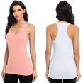 thumbnail image 4 of Women's Racerback Tank Tops Cotton Wide Strap Yoga Workout Undershirt Pack of 2, 4 of 7