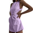 thumbnail image 1 of B91xZ Robes Babydoll pour Femmes Décontractées Sans Manches à Col en V à Pois Plissées Évasées Fluides, PP1 TTG, 1 of 5