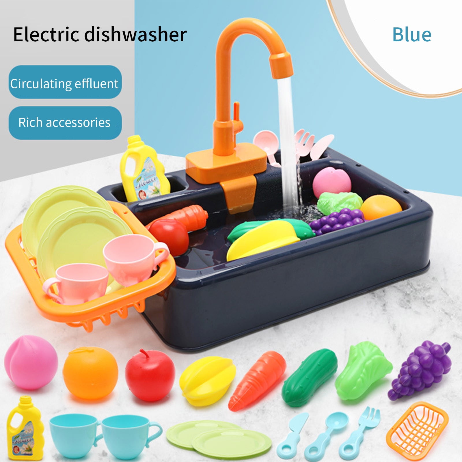 Évier De Cuisine Jouet Avec Eau Courante – Robinet Automatique, Lave-vaisselle, Accessoires De Découpe, Jeu D’intérieur/extérieur, Dès 3 Ans