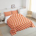 thumbnail image 4 of Erosebridal Orange Buffalo Comforter Sets King Size, Checkered Comforters & Duvets, Rectangle Room Decor, 3pcs, 4 of 8