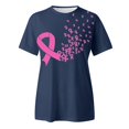 thumbnail image 4 of JIRNDf T-Shirt pour Femmes Hauts d'Été Tendance Rose Imprimé Manches Courtes Col Rond T-Shirts Graphiques Mignons pour Femmes Chemises Bleu Marine G, 4 of 5