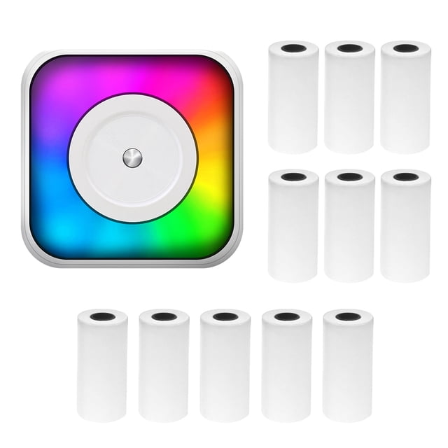 Imprimante Thermique Sans Fil Mini C31 avec Lumières Couleur - Étiqueteuse Compacte pour Notes, Images, Pages Web et Plus - Comprend 11 Rouleaux de Papier Thermique et une Pile Rechargeable