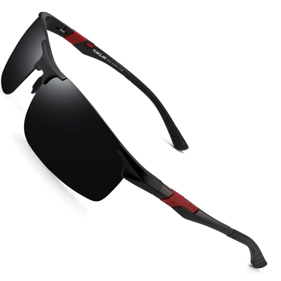 PUKCLAR Mens Sunglasses Polarized Sports Sunglasses Al-Mg Metal Frame Goggles