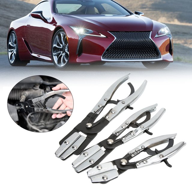 3Pcs Set Hose Clamps , Carbon Steel Automatic Locking Length 8in 10in 12in Hose Pinch Kit For Coolant Radiator Gas Fuel Lines