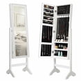 thumbnail image 1 of Gymax Full Length Mirror Jewelry Armoire with 18 LED Lights, White, 1 of 6