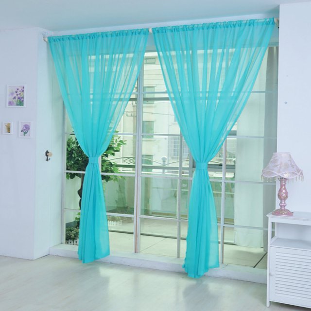 XZNGL Rideau Transparent Porte Fenêtre Rideaux 1 Pcs Couleur Unie Tulle Porte Fenêtre Rideau Draperie Panneau Voile Foulard Cantonnières