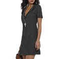 thumbnail image 3 of Innerwin Short Mini Dresses Solid Color Ladies Denim Dress Holiday Side Pocekts Simple Sundress Black S, 3 of 4