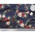 thumbnail image 2 of Soimoi Blue Heavy Canvas Fabric Ranunculus & Penoy Floral Print Printed Fabric 1 Yard 58 Inch Wide, 2 of 3