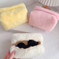 thumbnail image 3 of Cosmetic Bag Plush Portable Large Capacity Reusable Bright Color Makeup Brush Bag Pen Bag for Shopping, 3 of 11