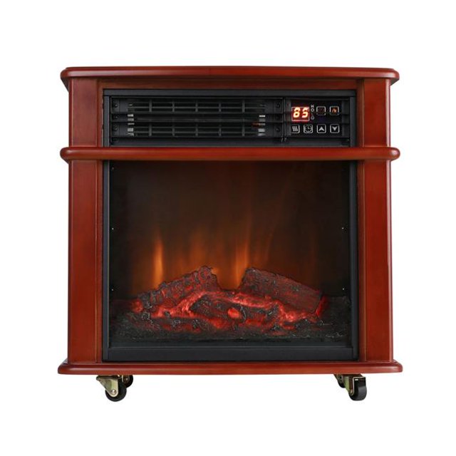 Caesar Fireplace FP404R-QC Quartz Infrarouge Autoportant Insert Poêle Roulant Manteau 1000W-1500W Surchauffe Sécurité avec Roues