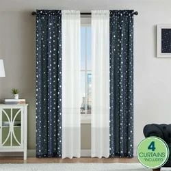 Your Zone 4 Piece Window Curtains Panel Set, 27.5" x 84" for Kids, Gray Camo