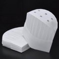 thumbnail image 3 of 20x Disposable Chef Hat Cook Cap Baker Restaurant Chef Apparel Clothing Food Serving White Flat 11 Inch, 3 of 8