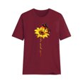 thumbnail image 3 of Nouveau T-Shirt pour Femmes un Petit Tournesol Manches Courtes Col Rond T-Shirt d'Été pour Dames Tee Blouse, 3 of 3