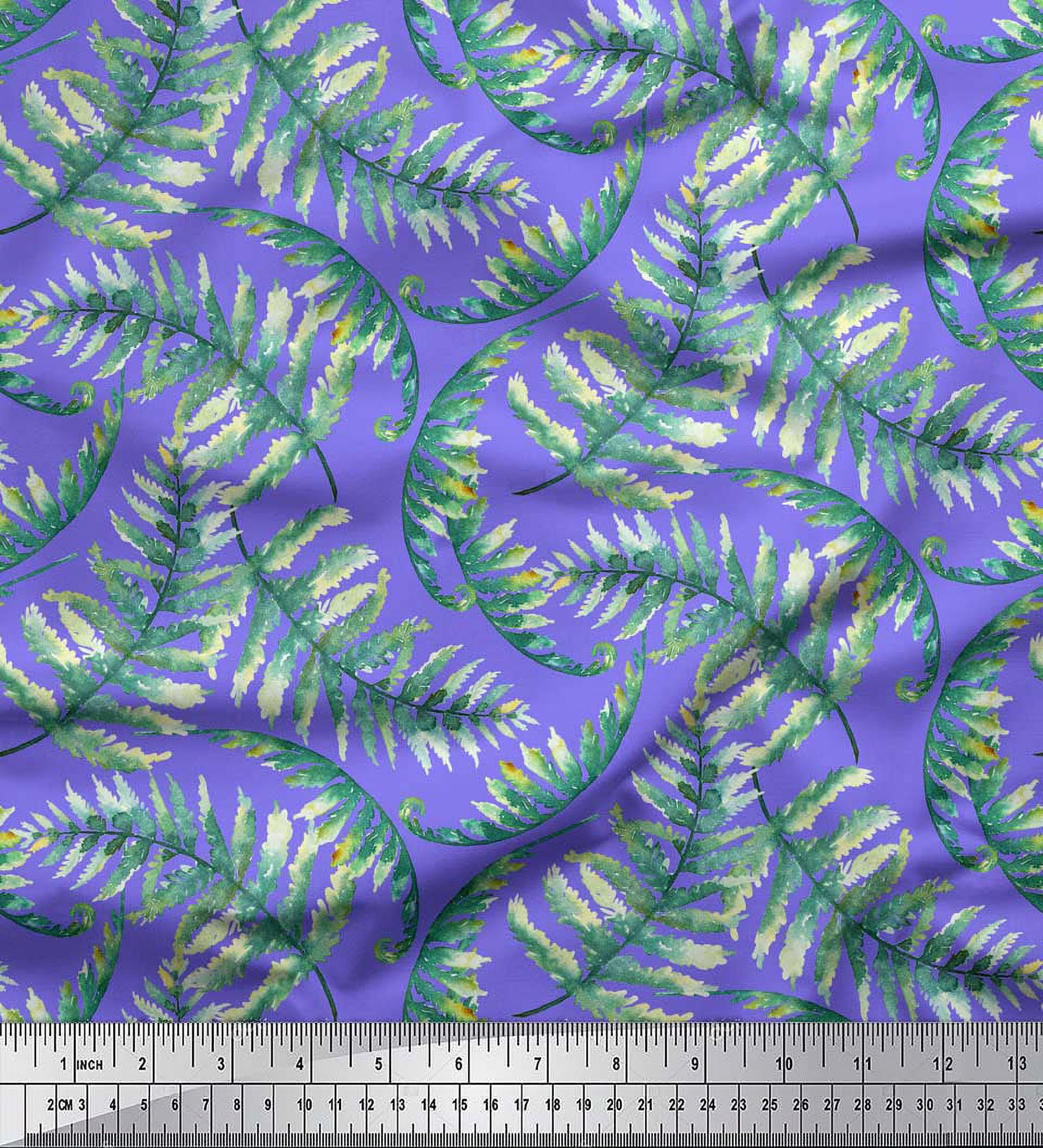 Soimoi Purple Heavy Canvas Fabric Cedar Leaves Decor Fabric Printed BTY 58 Inch Wide