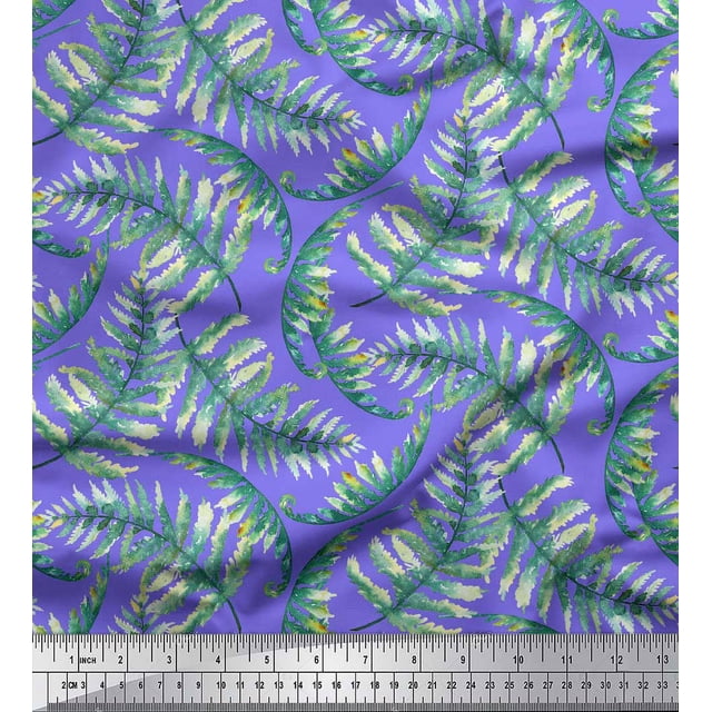 Soimoi Purple Heavy Canvas Fabric Cedar Leaves Decor Fabric Printed BTY 58 Inch Wide