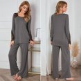 thumbnail image 2 of Pyjamas pour Femmes Automne et Hiver Nouveau Style Dames Couleur Unie Coton Manches Longues Décontracté Ensemble de Pyjamas pour Femmes, 2 of 7