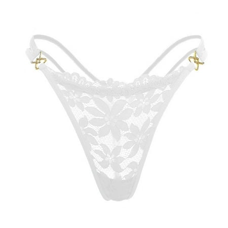FhsagQ Lingerie for Women Outfits with Underwire Women's Lace Thong Low Rise Hollow out Ultra Thin G String Panties Lingerie for Women Plus Size Bodysuit White M