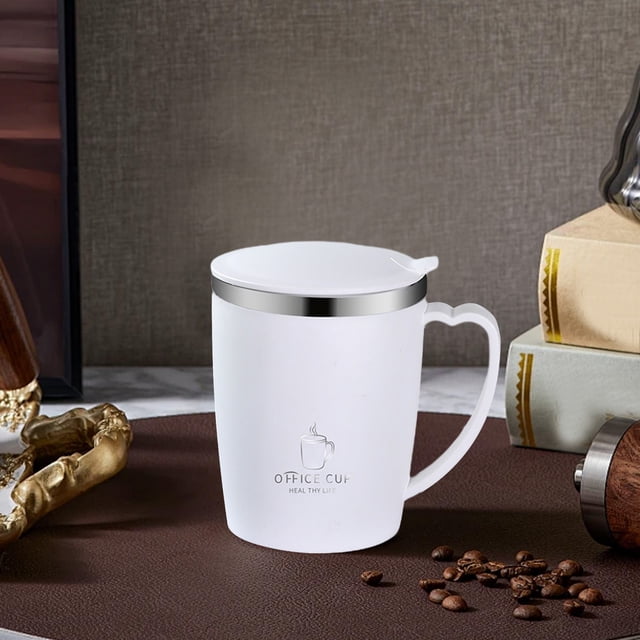 Tasse à Café en Acier Inoxydable 304 avec Couvercle, Isolation Thermique, Extérieure, Portable, Poignée Confortable, pour Boissons Chaudes et Froides