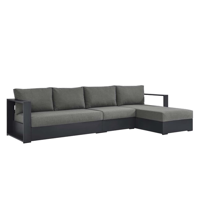 Modway Tahoe 3-Piece Outdoor Patio Furniture Sectional, Gray
