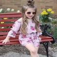 thumbnail image 3 of Baby Girl Off The Shoulder Floral Romper Jumpsuits Casual Summer Outfits, 3 of 6