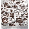 thumbnail image 1 of Soimoi Modal Satin Fabric Cupcake,Donut & Cookies Food Decor Fabric Printed Yard 42 Inch Wide, 1 of 3