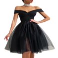 thumbnail image 2 of Women Layered Tulle Dress A Line High Waist Sexy Cocktail Prom Party Evening Maxi Gown, 2 of 5