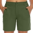 thumbnail image 4 of Olyvenn Shorts de Randonnée pour Femmes avec Poches à Glissière, Été, Décontractés, Légers, Shorts Athlétiques, Course en Plein Air, Entraînement, Vert Armée, G, 4 of 8