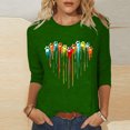 thumbnail image 2 of PEZHADA Blouses pour Femmes Manches 3/4 Mode Féminine Manches Trois-Quarts Col Rond Rétro Imprimé Hauts Amples Blouse Manches Trois-Quarts, 2 of 9