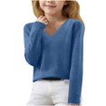 thumbnail image 1 of LOVZFMLL Sweaters for Girls, V-Neck Ribbed Pullover Classic Casual Solid Color, Cozy Soft Layering Top Fall Clothes Warm Winter Tops Teen Girls Clothes for 12-13 Years, 1 of 1