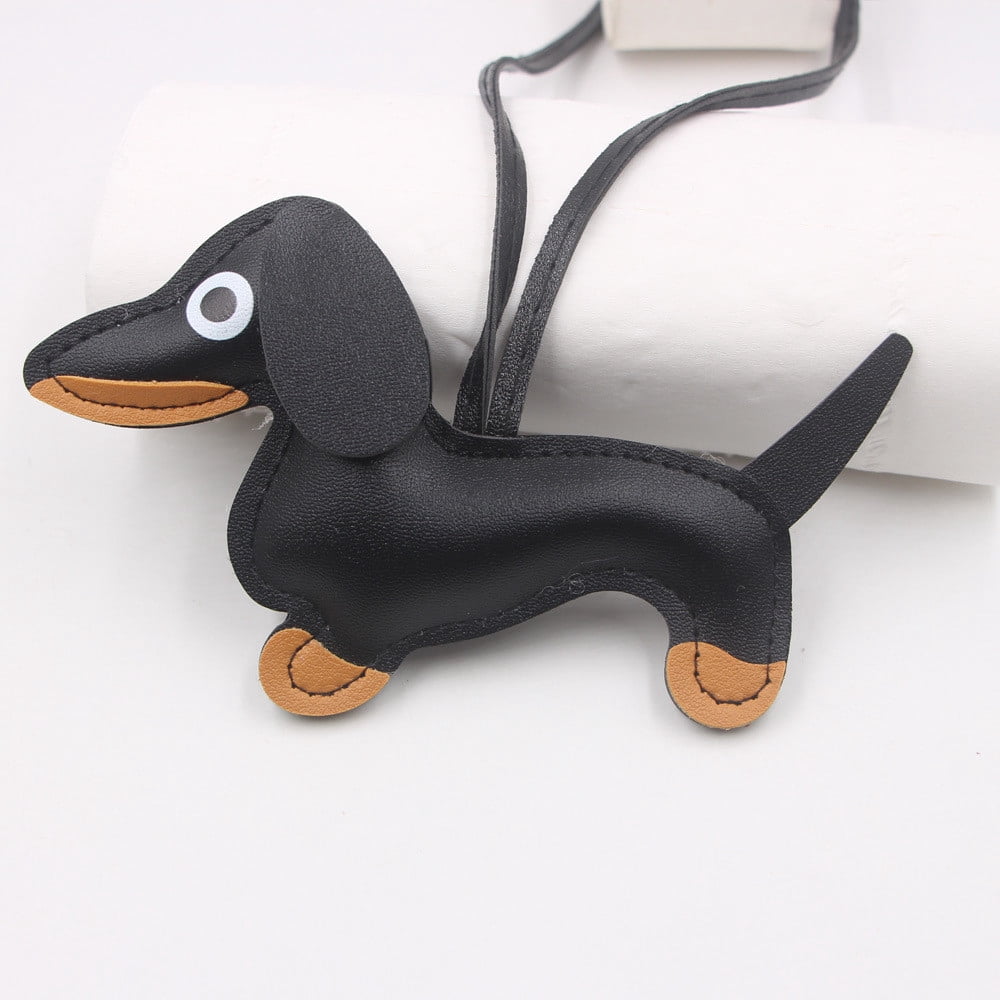 Leather Dachshund Keychain with Rope Handmade Sausage Dog Bag Charm for Phone Case, Car Keys & Pet Lover Accessory
