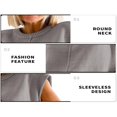 thumbnail image 3 of Women Solid Color Sweater Vests Crew Neck Cap Sleeve Loose Pullovers, 3 of 4