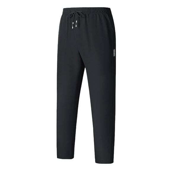 Mceream Men's Sweatpants Athletic Lightweight Joggers Drawstring Elastic Waistband Pants Gym Straight Fit Lounge Wear Pantalones Baggy Hombre Black XL