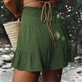 thumbnail image 4 of Timegard Cotton Linen Shorts for Women Elastic High Waisted Drawstring Smocked Flowy Beachwear Shorts, 4 of 7