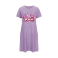 thumbnail image 5 of Chemise de Nuit en Soie pour Femmes Femmes Chemises de Nuit, Douce Confortable Légère Manches Courtes Robe de Nuit Confortable Dames Robe de Nuit Imprimée Cœur Robes pour Femmes Tenue de Nuit Robe Violet P, 5 of 5