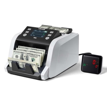 VEVOR Compteur d'Argent, 1200 Billets/minute, Compteur d'Argent avec Compteur de Valeur, Détection de Contrefaçon UV/MG/IR/DD/DBL/HLF/CHN, Écran TFT, Machine de Comptage d'Argent à Dénomination Mixte pour Dollar et Euro