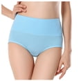 thumbnail image 2 of DPTALR Women's Solid Color High Waist Briefs Lift The Hip Cotton Underpants, 2 of 6