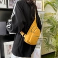 thumbnail image 2 of B-57 Orange Womens Multifunctional Chest Bag Lightweight Waterproof Shoulder Messenger Sturdy Polyester Fabric Ergonomic Strap Built In Headphone Port Multiple Storage Pockets #MJVHi, 2 of 9