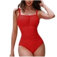 thumbnail image 1 of Push Up One Piece Swimsuits Womens Adjustable Straps Tummy Control Bathing Suits Scoop Neck Ruched Slimming Swimwear, 1 of 5