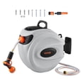thumbnail image 1 of VEVOR Retractable Hose Reel, 65 ft x 5/8 inch, 180° Swivel Bracket Wall-Mounted, Garden Water Hose Reel with 9-Pattern Nozzle, Automatic Rewind, Lock at Any Length, and Slow Return System, 1 of 9