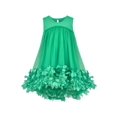 thumbnail image 1 of Robe Fille Verte Fleurs 3D Sans Manches Taille Libre Sac à Main 10 Ans, 1 of 1