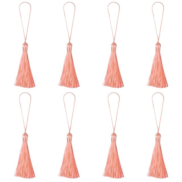 Unique Bargains 6.5' Silky Bookmark Tassels with Loop for DIY Craft Accessory, 8Pack Light Pink