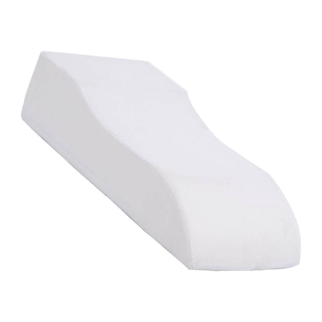 Foam leg elevated pillows cushion riser wedge in white, designed to support legs, ankles, and feet during sleep. The wedge pillow features a contoured shape for ergonomic comfort and is suitable for improving circulation and reducing pressure. Ideal for use in bedding setups.