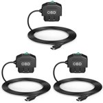 3X Dash Cam OBD Hardwire Kit, Dash Camera USB Type C Hardwire Kit with OBD Power Cable for Dashcam 12-24V to 5V/3A,3 x Vehicle cable,Black