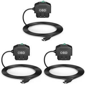 3X Dash Cam OBD Hardwire Kit, Dash Camera USB Type C Hardwire Kit with OBD Power Cable for Dashcam 12-24V to 5V/3A,3 x Vehicle cable,Black
