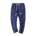thumbnail image 2 of FcBaudy Full Length Pants Men's Cotton Drawstring Casual Solid Color Washed Straight Leg Cropped Pants Outdoor Pants Mens Cotton Pants, 2 of 7