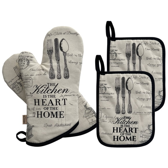 GREVY Quilted CottonHeat Resistant Oven Mitts Pot Holders with Pocket for Cooking or Baking Set of 4