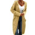thumbnail image 1 of Women Hooded Open Front Cardigan Cable Knit Sweaters Solid Chunky Long Sweater Coats with Pockets, 1 of 5