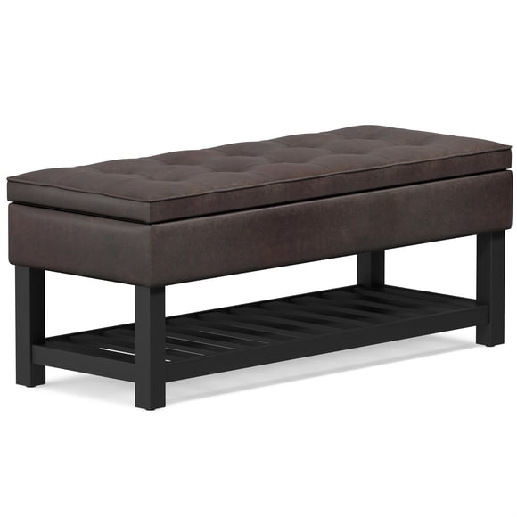 Cosmopolitan 44"Transitional Rectangle Ottoman Bench in Brown Faux Leather