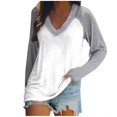 thumbnail image 2 of EQWLJWE Raglan Sleeve Tops for Women Plus Size Color Block V Neck Raglan Long Sleeve Shirts Casual Fall Sweatshirts Holiday Raglan Sleeve Tops, 2 of 4